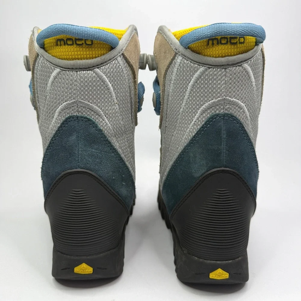 Burton Moto Snowboard Boots Kids 2 Gray Blue Tan Lace Up Winter Sports